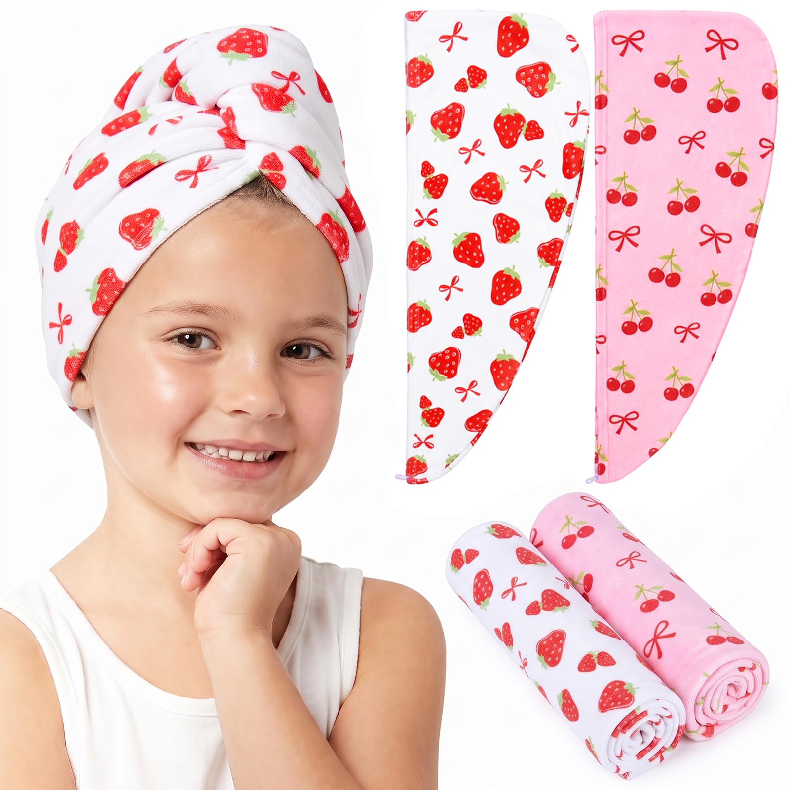 FIOBEE Microfiber Hair Towel Wrap for Kid Girls Rapid Drying Hair Turbans