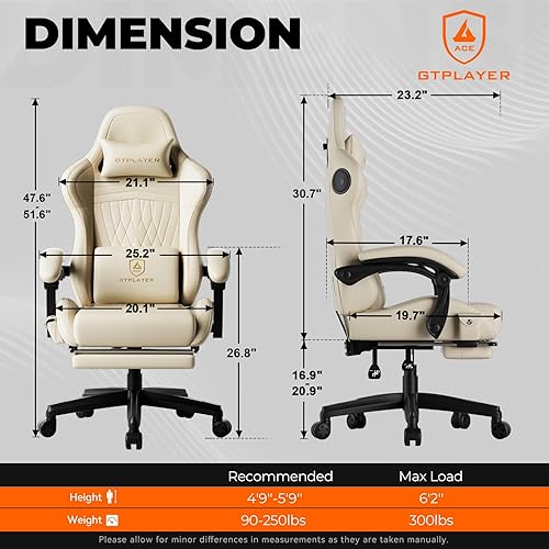 Miniatura 3 de GTPLAYER Silla de juegos con altavoces, sillas de videojuegos con reposapiés, sillas de juegos de PC para adultos, juego ergonómico reclinable con