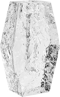 Glacier Series Crystal Vase 6.3-inch High, Modern Crystal Home Office Decor for Living Room Dining Table Centerpieces, Birthday and Wedding