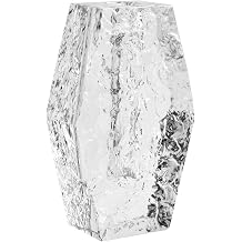 Glacier Series Crystal Vase 6.3-inch High, Modern Crystal Home Office Decor for Living Room Dining Table Centerpieces, Birthday and Wedding