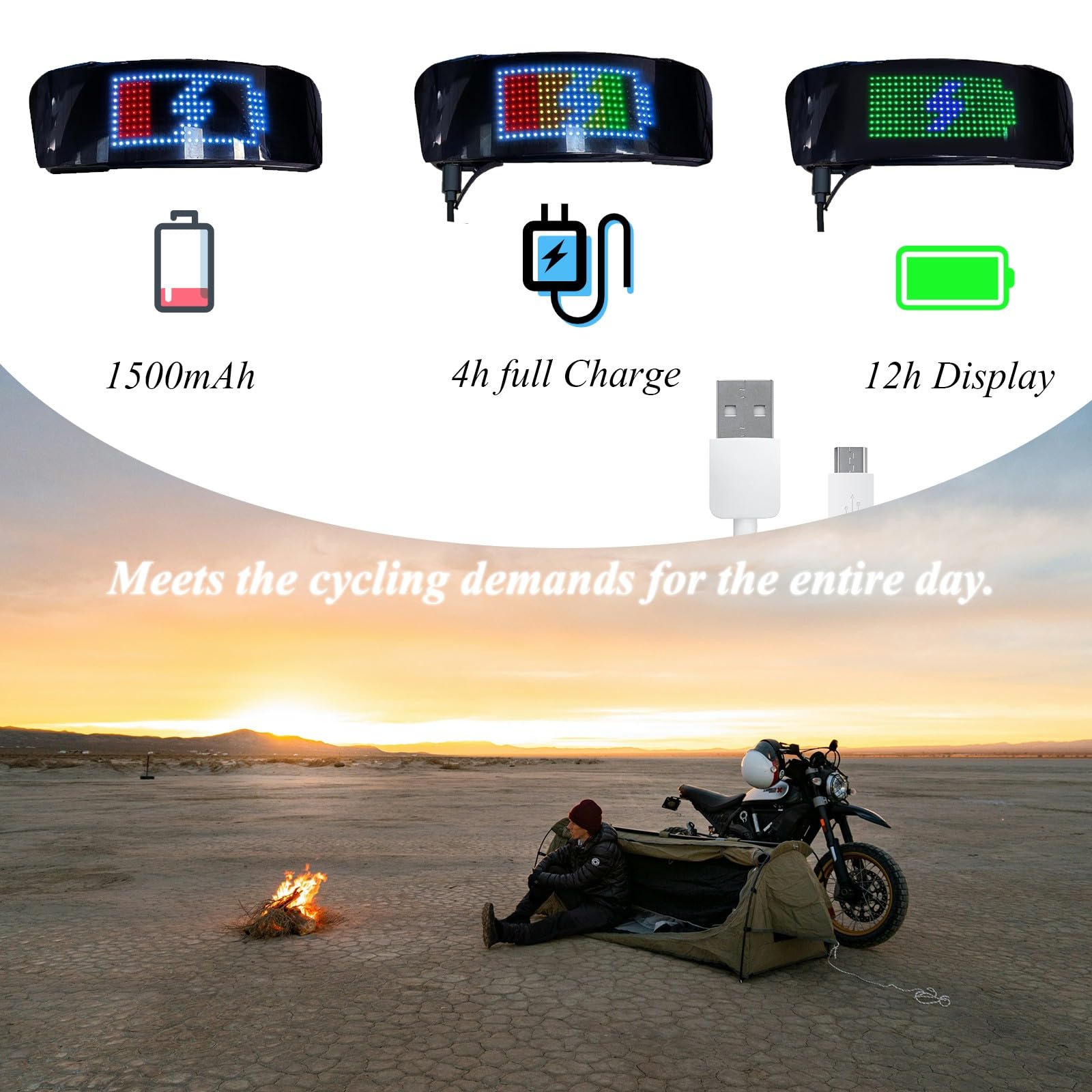 Faro da bicicletta intelligente ricaricabile tramite USB con display a LED per casco da bicicletta, fanale posteriore con indicatori di direzione, tachimetro, controllo Bluetooth, luce posteriore