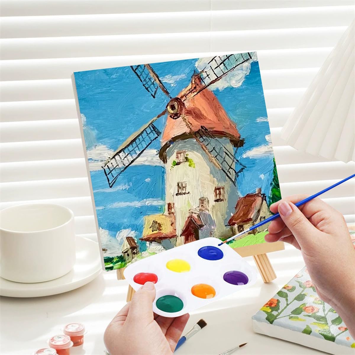 Haploon 150 Pcs White Plastic Art Paint Tray Palettes, 6 Well Rectangular Watercolor Palette Tray, Craft Paint Trays Finger Painting Tray Paint Palettes for DIY Art Painting Watercolor Craft - Image 4