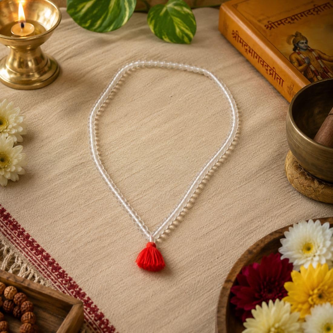 Sphatik Mala Small Beads Quartz/Rock Crystal Necklace for Men & Women | Crystal Beads Mala for Meditation, Healing, Puja & Spiritual Wear | स्फटिक की माला (Pack of 1)-image-23