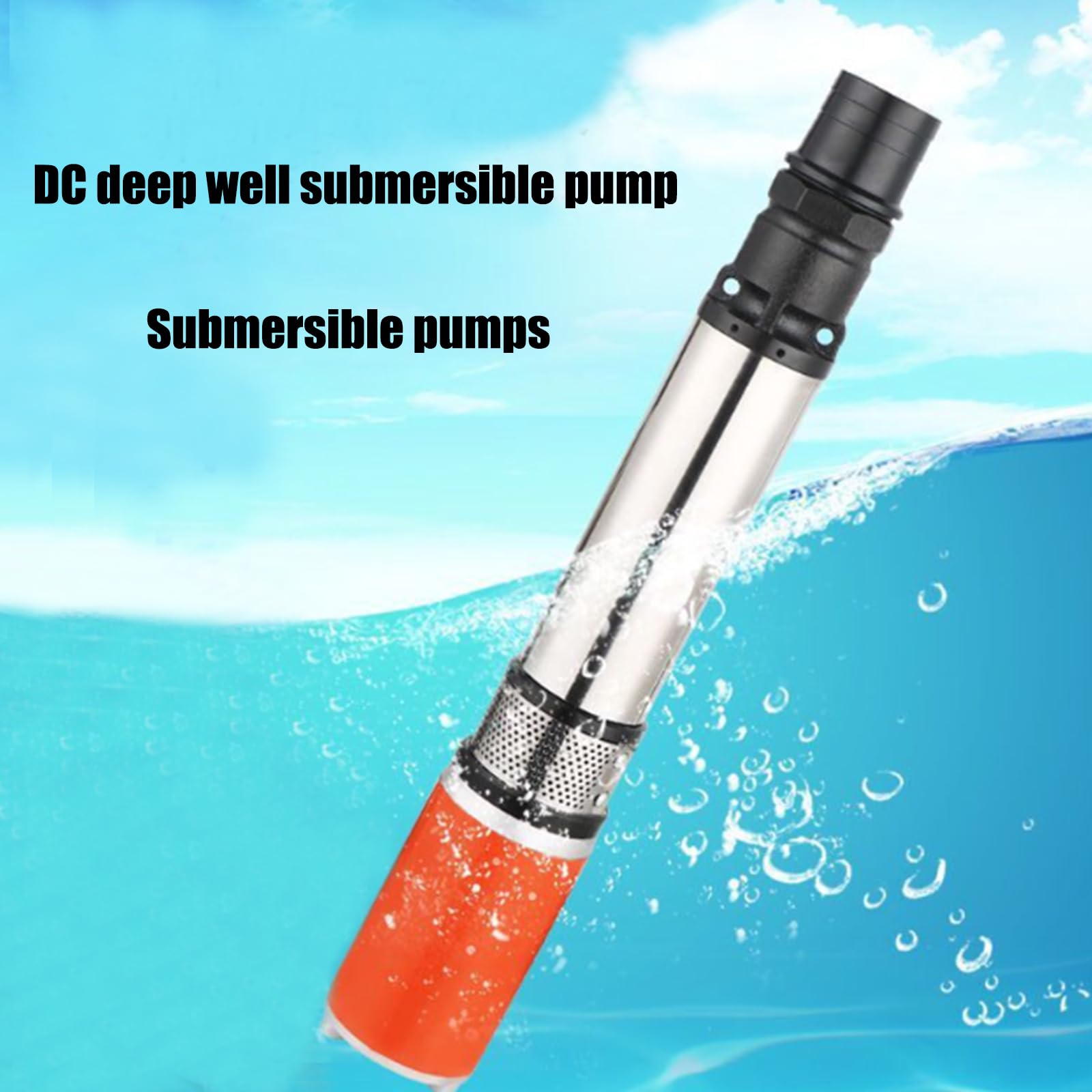Bomba Sumergible De Pozo Profundo, Bomba Solar De Pozos Profundos Solares De 2 Pulgadas 48V/60V Bomba De Agua De Pozo Profundo para Agricultura para Pozos, Ganado, Depósito De Agua
