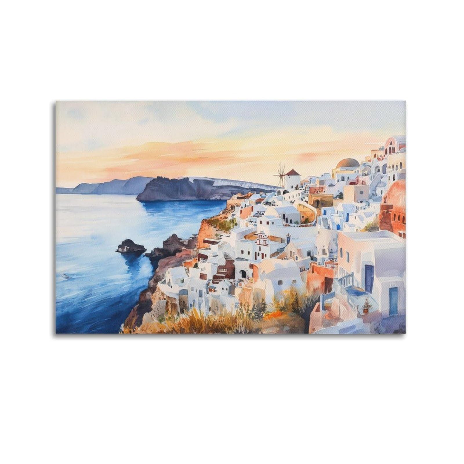 xiaoxiaoshen Santorini Greece Coastal Island Scene Scenic Greek_1_4 Canvas Poster Wall Art Prints Room Aesthetic Murals Bedroom And Living Decorations 20x30inch(50x75cm)