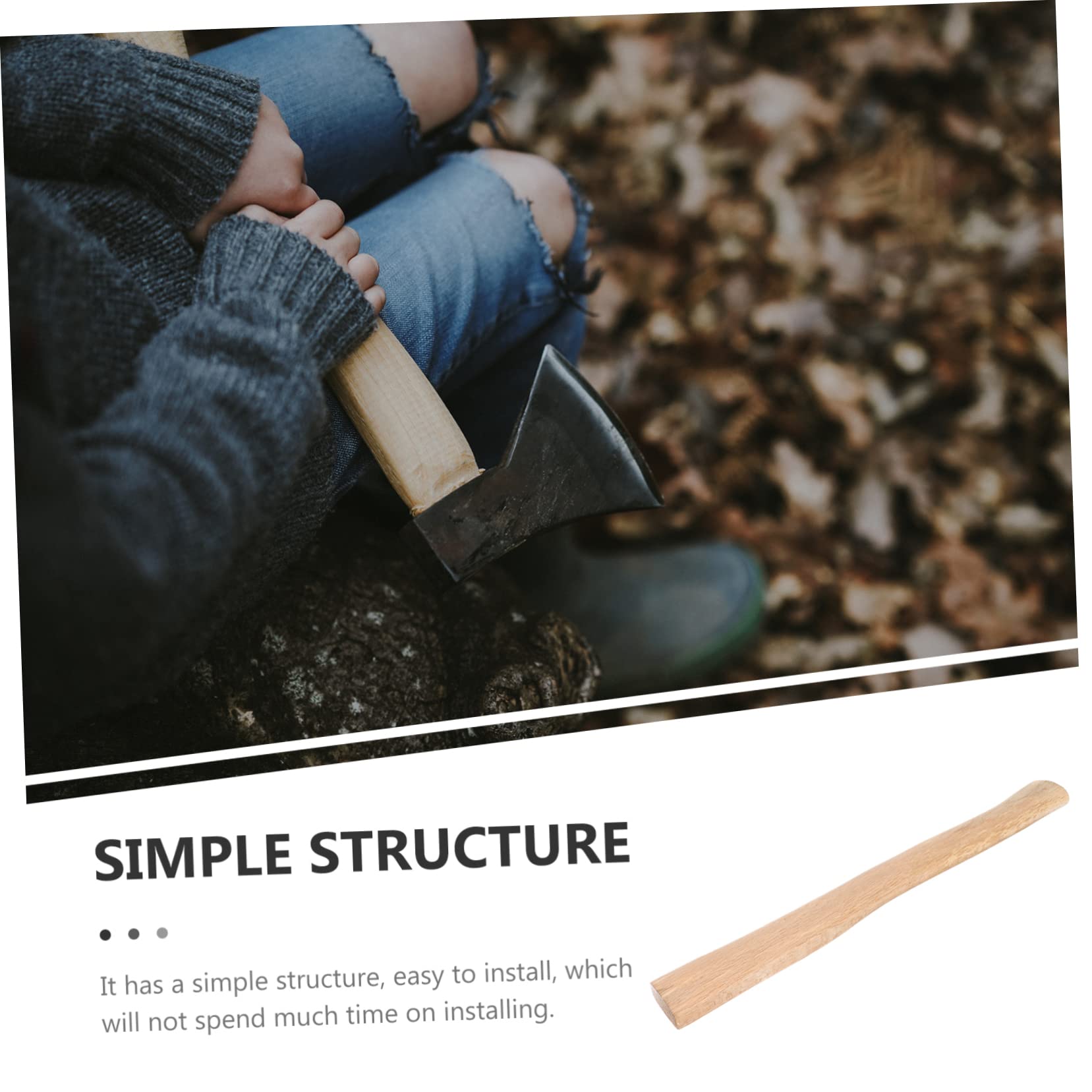 KONTONTY Ergonomic Wooden Axe Handle Durable Replacement Handle for Outdoor Activities Gardening Firewood Cutting and Hiking Compatible with Various Axe Models