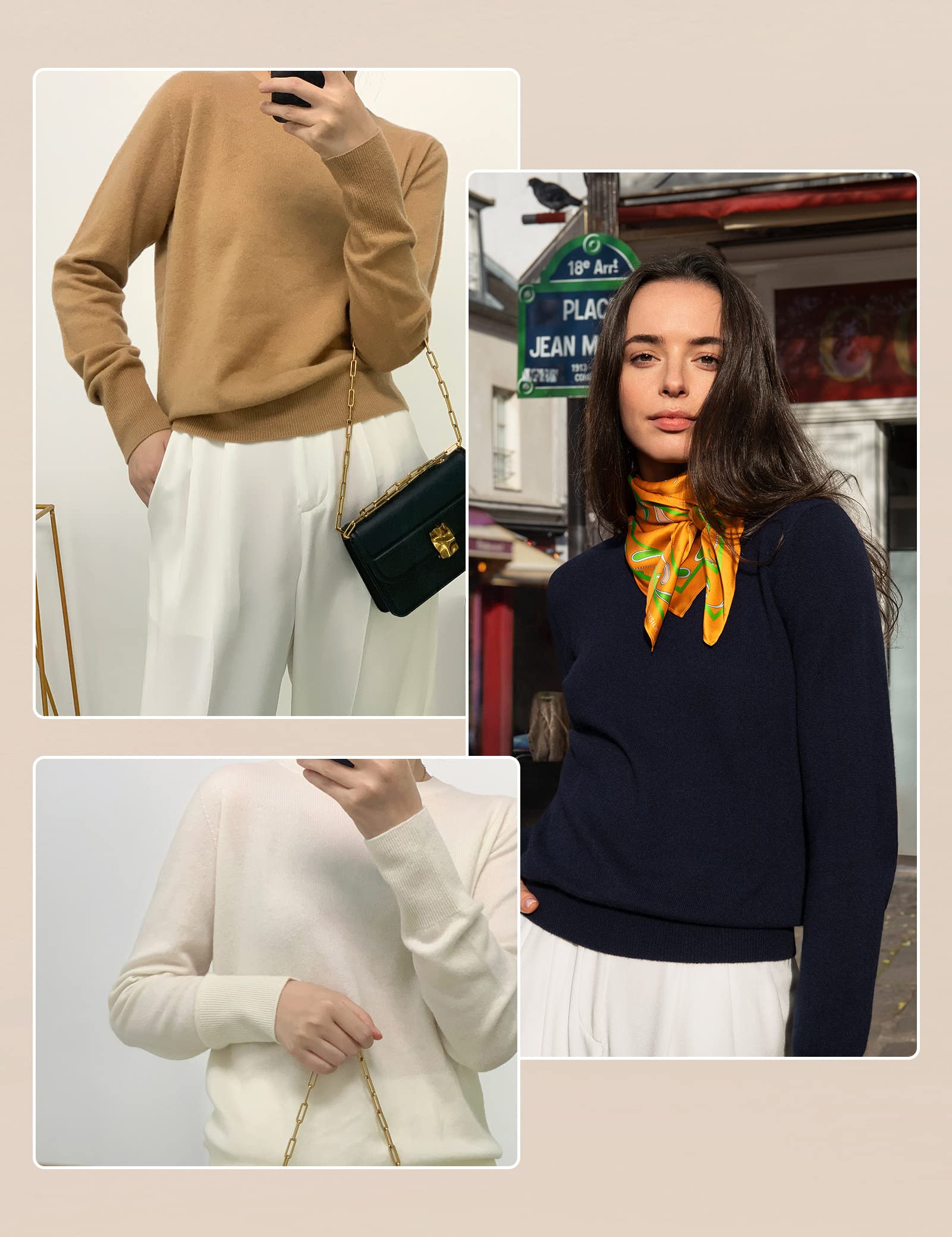 LilySilk Basic Pullover Pullover für Frauen 100% Baby Kaschmir, Weiches, Hautfreundliches Cropped Rundhalspullover Top mit regulärer Passform für den Frühling Herbst