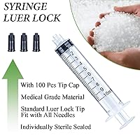 Vista 4 de Paquete de 100 jeringas Luer Lock de 0.3 fl oz con tapa, jeringa de 10 cc sin aguja para líquido, envuelta esterilizada individual