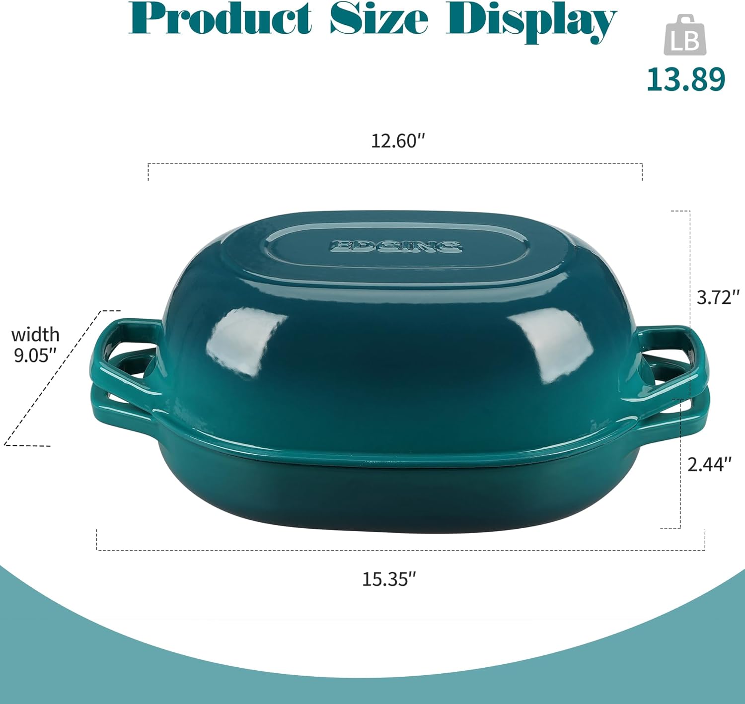 Enameled Cast Iron Oval Dutch Oven Pot with Lid, Dutch Oven for Sourdough Bread Baking, Oval Bread Pan, Bread Oven, Bread Dutch Oven, 7qt, Darkcyan - Image 2