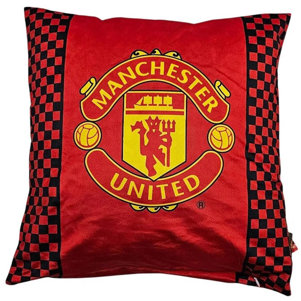 Carbotex Boys Multicolour Manchester United Fc Crest Cushion Bed Pillow For Kids Bedroom 40X40cm (Mu8006)