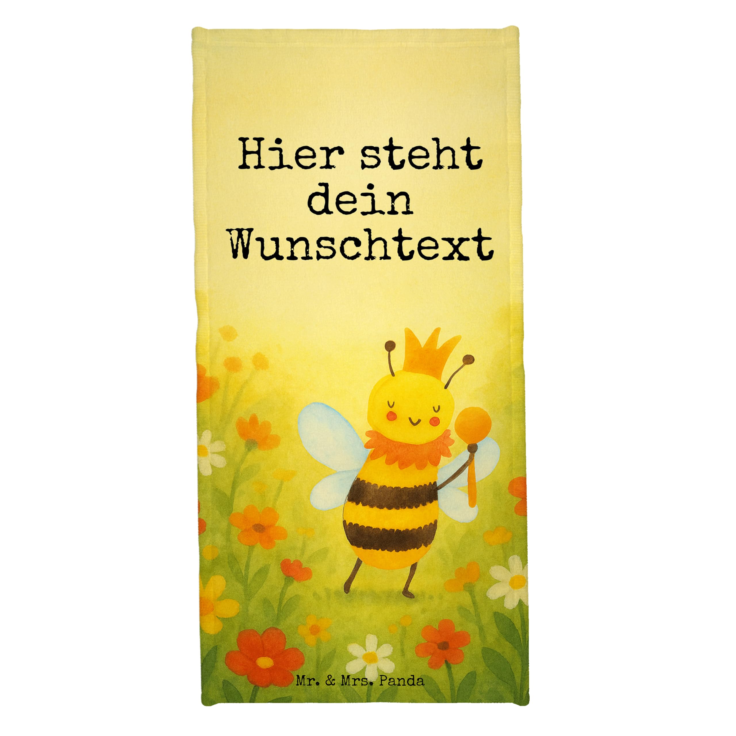 Mr. & Mrs. Panda Duschtuch mit Namen Biene König Design - Geschenk, Handtuch, Strandtuch personalisiert, Hummel, Personalisiertes Saunatuch, Badehandtuch, personalisierbar