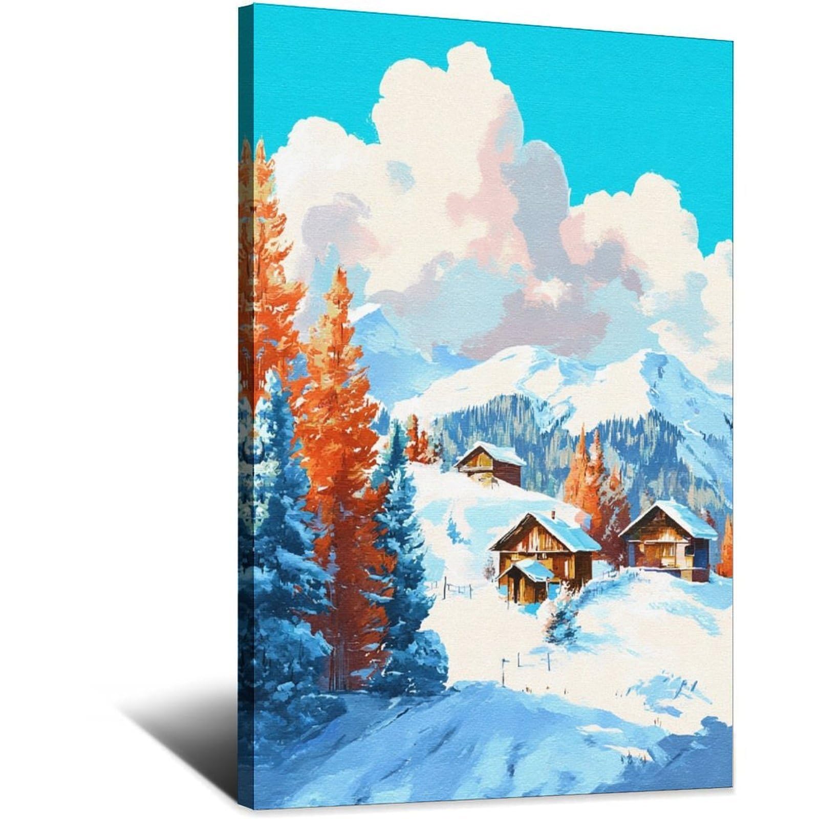 Meribel France Poster 24x36inch(60x90cm) Vintage Watercolor Canvas Art
