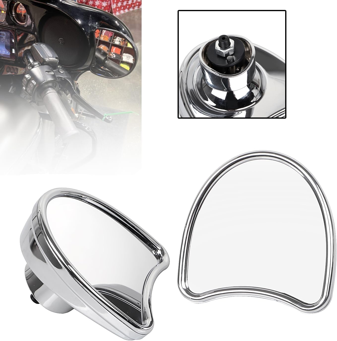 Chrome Rear View Mirror Inner Fairing Mount Mirrors 10mm For Harley Street Glide FLHX Electra Glide FLHT FLHTK FLHTCU 1996-2013