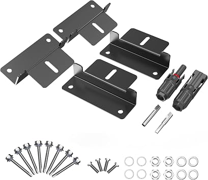 Black Solar Panel Z Bracket Mount - Lightweight Anodized Aluminum Mounting Brackets for RVs, Trailers, Vans, Campers, Boats, Walls, Roof - Set of 4