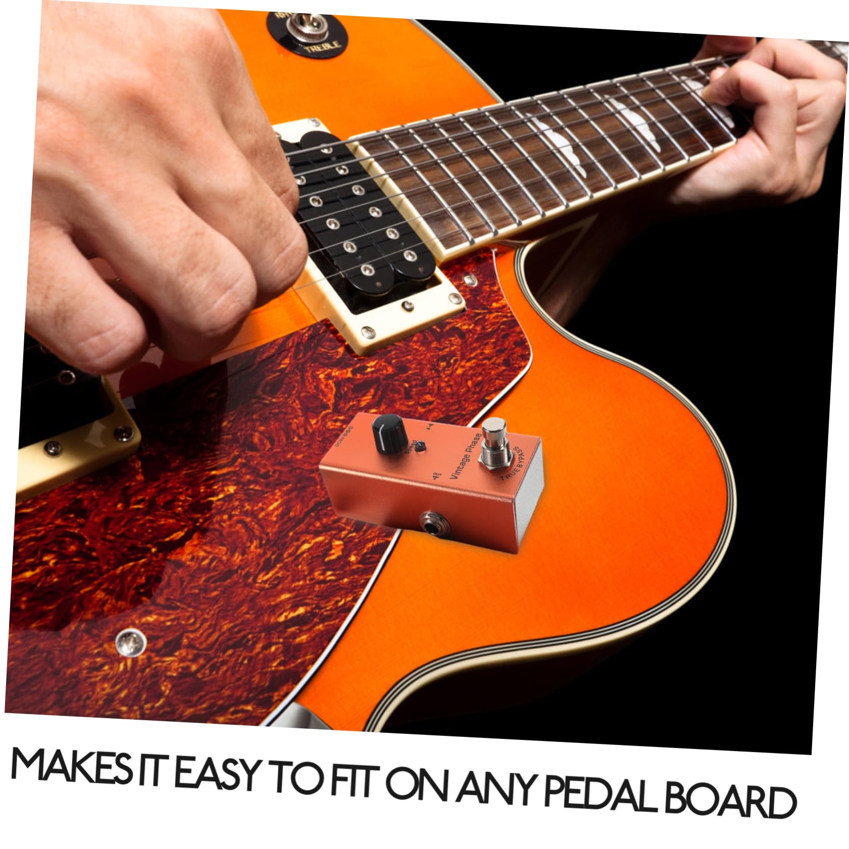 Pedale Metallo per Chitarra Elettrica Arancia Effetto Fase Mini | Funzione Riduzione Rumore, Luci Indicatore Chiare per Registrazione e Suonata
