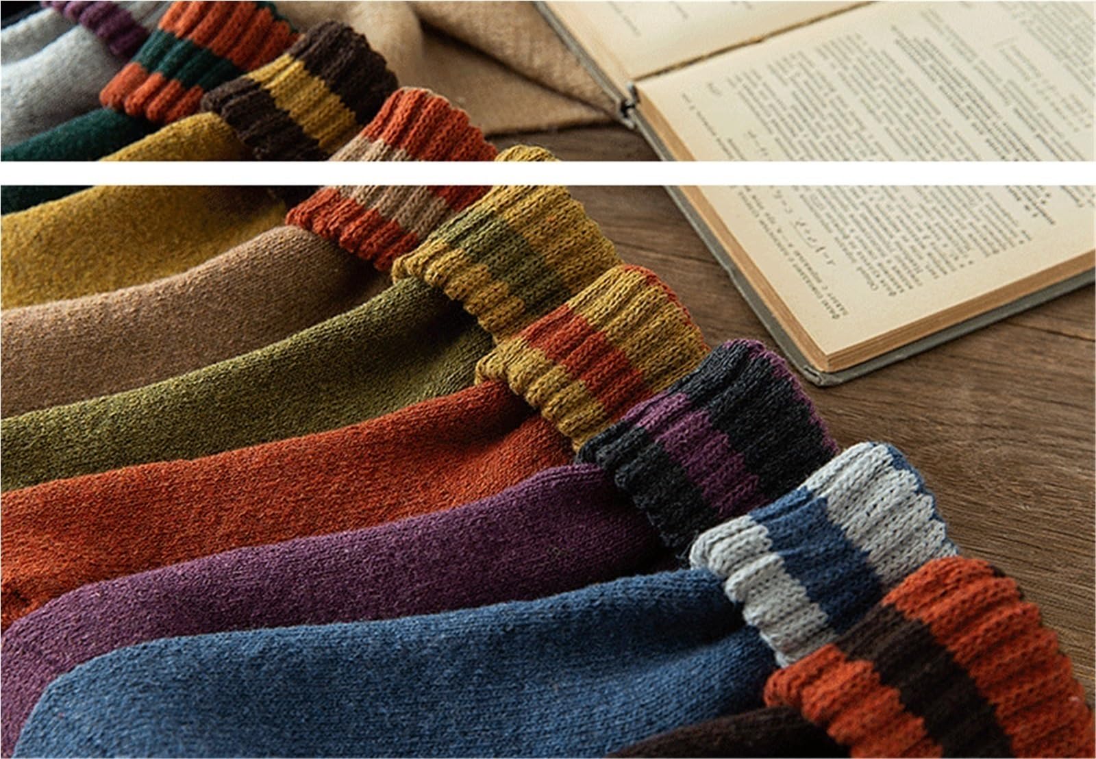 Powietrzne, ciepłe bawełniane skarpetki Zestaw 2 skarpet męskich i damskich, zimowych, turystycznych, swobodnych, w stylu japońskim, wielokolorowych(G)
