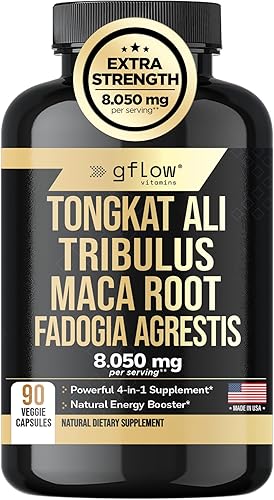 Extracto de Tongkat Ali, fórmula extra fuerte de 8050 mg con Tribulus Terrestris, raíz de maca y Fadogia Agrestis, resistencia, vitalidad, energía,
