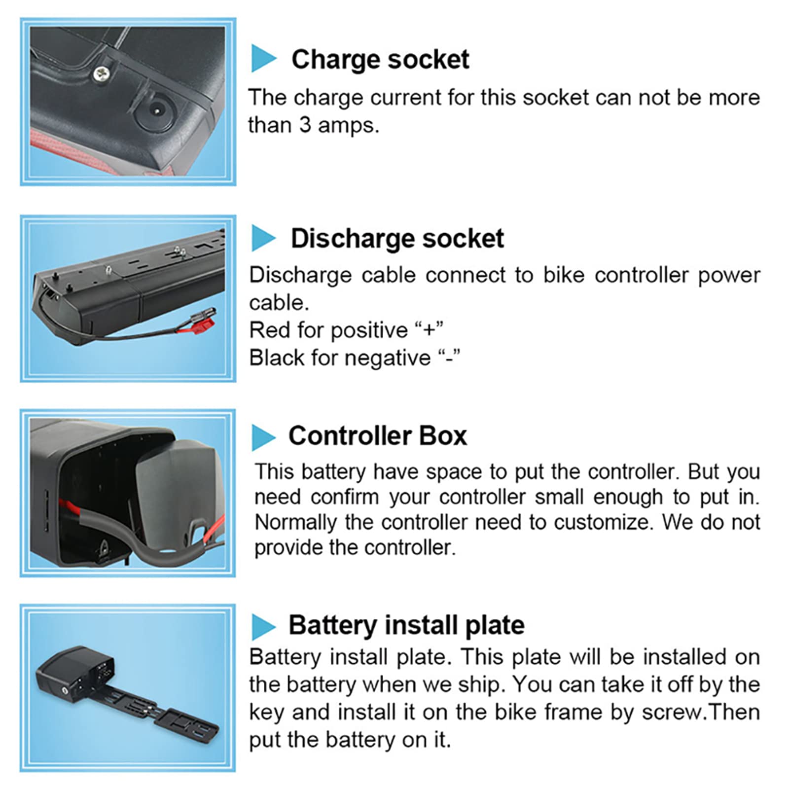 Batteria elettrica da 36 V 15 AH 250 W 350 W 550 W Pannier Rack Ebike Battery with Pannier Rack for 24/26/28 inch V-Brake Rear Wheel Bike Mifa, Aldi, Prophete, Rex