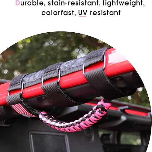 Miniatura 4 de sukemichi Asas de agarre de cuerda de paracaídas para Jeep Wrangler JK TJ JL CJ YJ 1945-2024 Jeep Gladiator JT UTV ATV  Hebilla de metal mejorada,