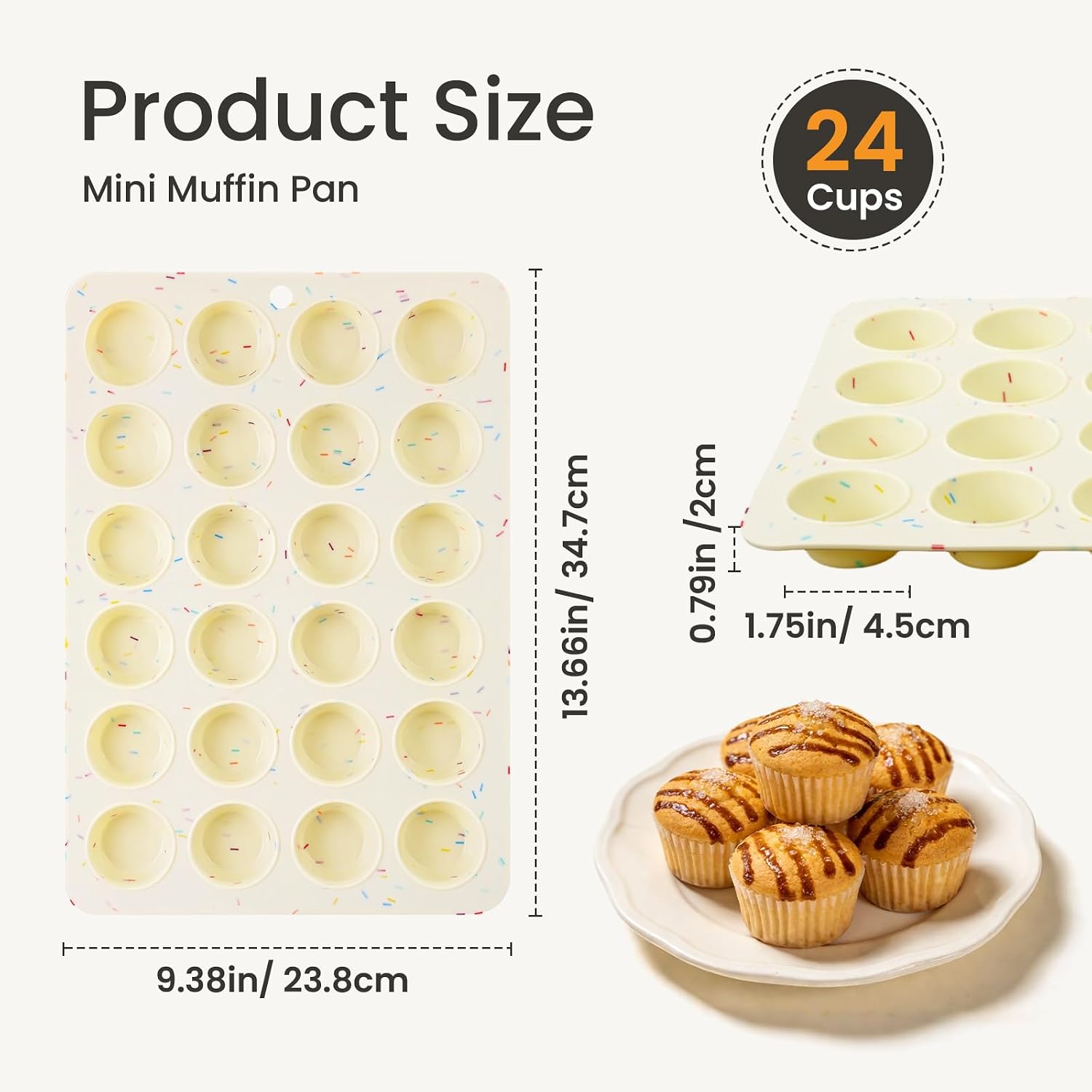 Silicone Mini Muffin Pan, 24-Cup Mini Cupcake Pan for Baking Nonstick BPA Free, Food-Grade Silicone Baking Mold for Egg Bite Muffin Cupcake Pudding