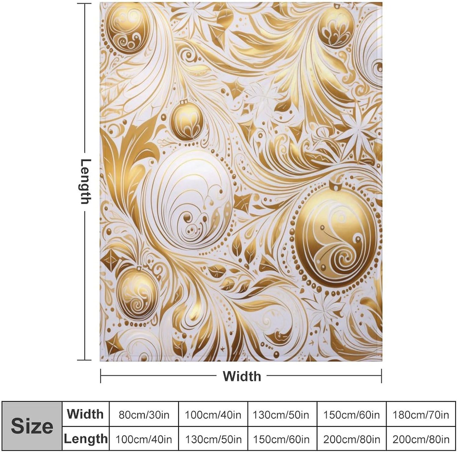 White and Gold Bronzing Christmas Blanket Christmas Soft Warm Throw Blankets 50"x60" Soft Cozy Microfiber Throw Blanket for Bed Couch Chair Sofa Suitable for All Season for Kids and Adults