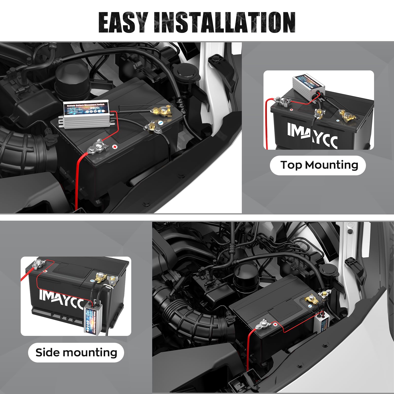 IMAYCC Coupe Circuit Batterie 12v, Commutateur Sans Fil pour Coupe Batterie 12v 120A, Interrupteur 12v, Coupe Batterie Voiture, Interrupteur D'arrêt Automatique pour Voiture, RV, ATV, Camion, Bateau.