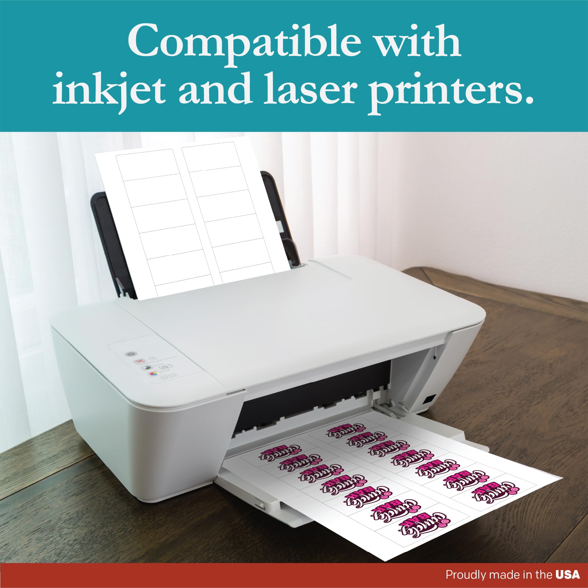 Premium Label Supply Etichette adesive bianche per bottiglie, 7,6 x 3,8 cm, compatibili con stampanti laser/inkjet (14 per foglio), 100 fogli, 1400 etichette adesive totali