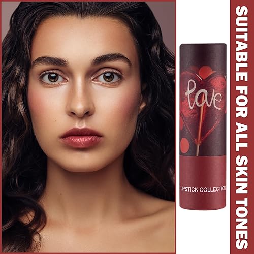 Vista 53 de Lápiz labial mate nude sedoso, terciopelo sedoso, lápiz labial color nude, lápiz labial antiadherente, impermeable, de larga duración, maquillaje