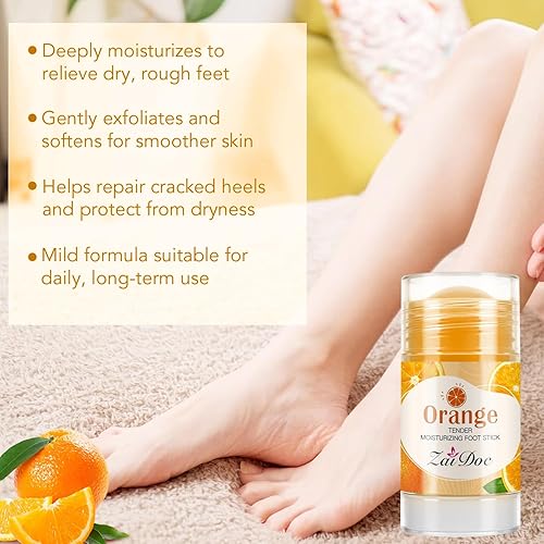 Miniatura 5 de ZAIDOC Tender Crema hidratante para pies, parafina líquida y aceite de oliva para talones secos y agrietados, 1.41 onzas (naranja)