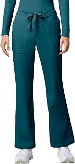 Cherokee Scrub Pants for Women Mid Rise Flare Leg Drawstring Cargo Medical Uniform 4 Pocket Durable Easy Care Stretch - 4044