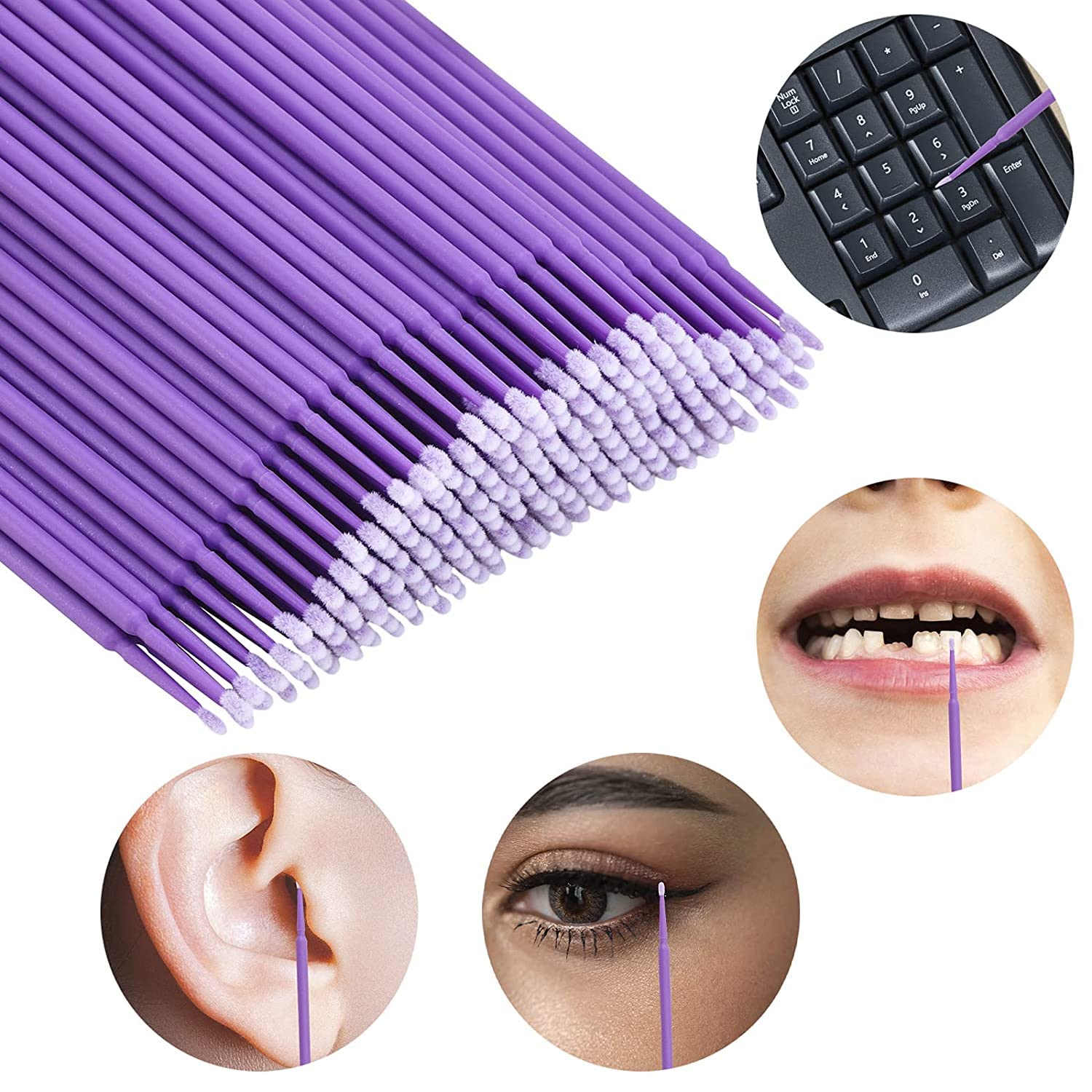 200PCS Microcepillos Aplicadores Desechables para Extracción de Pestañas, Maquillaje, Nail Art y Limpieza