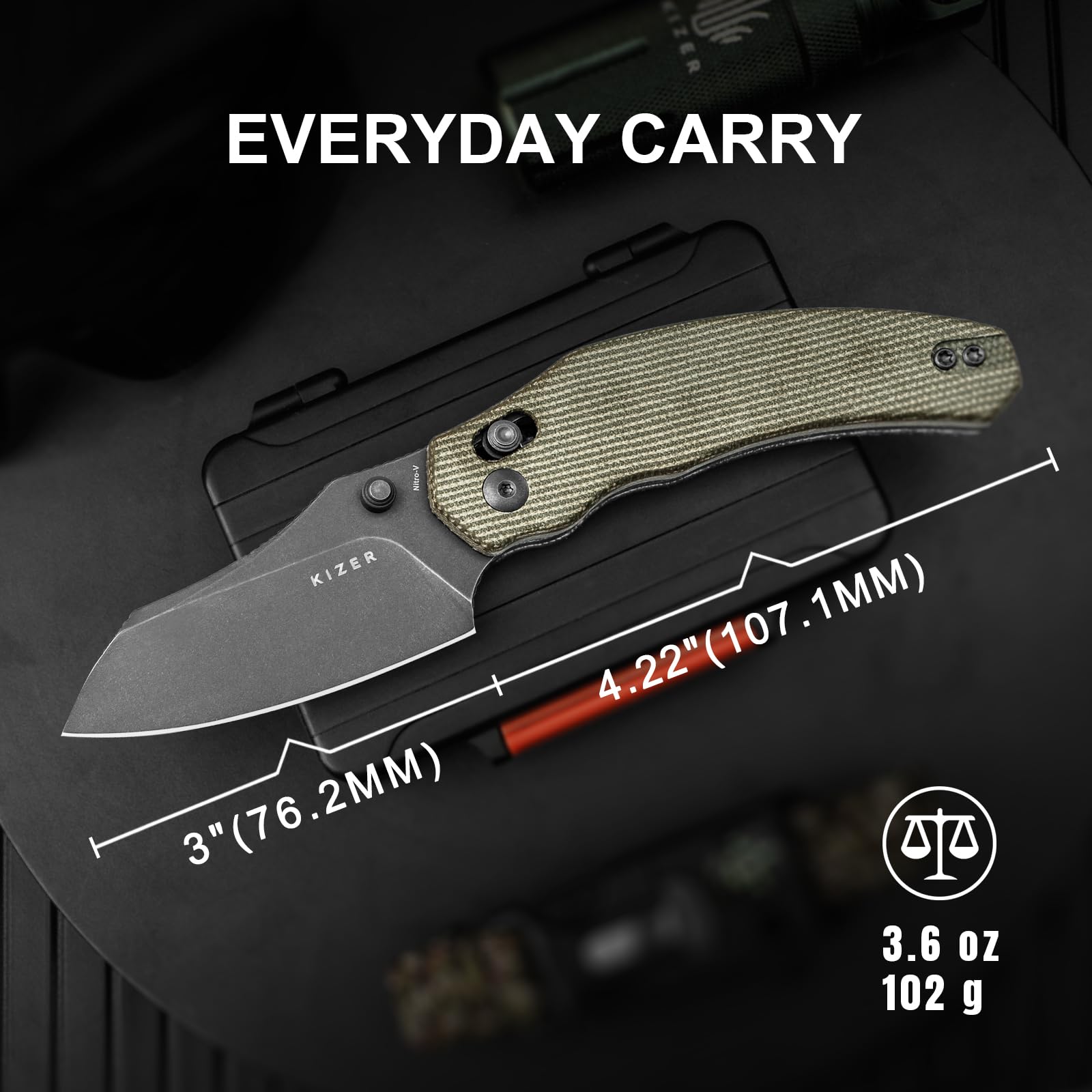 Kizer Bulldog Taschenmesser 7,62cm Nitro V Klinge Klappmesser Micarta Griff Camping Jagdmesser Clutch Lock EDC