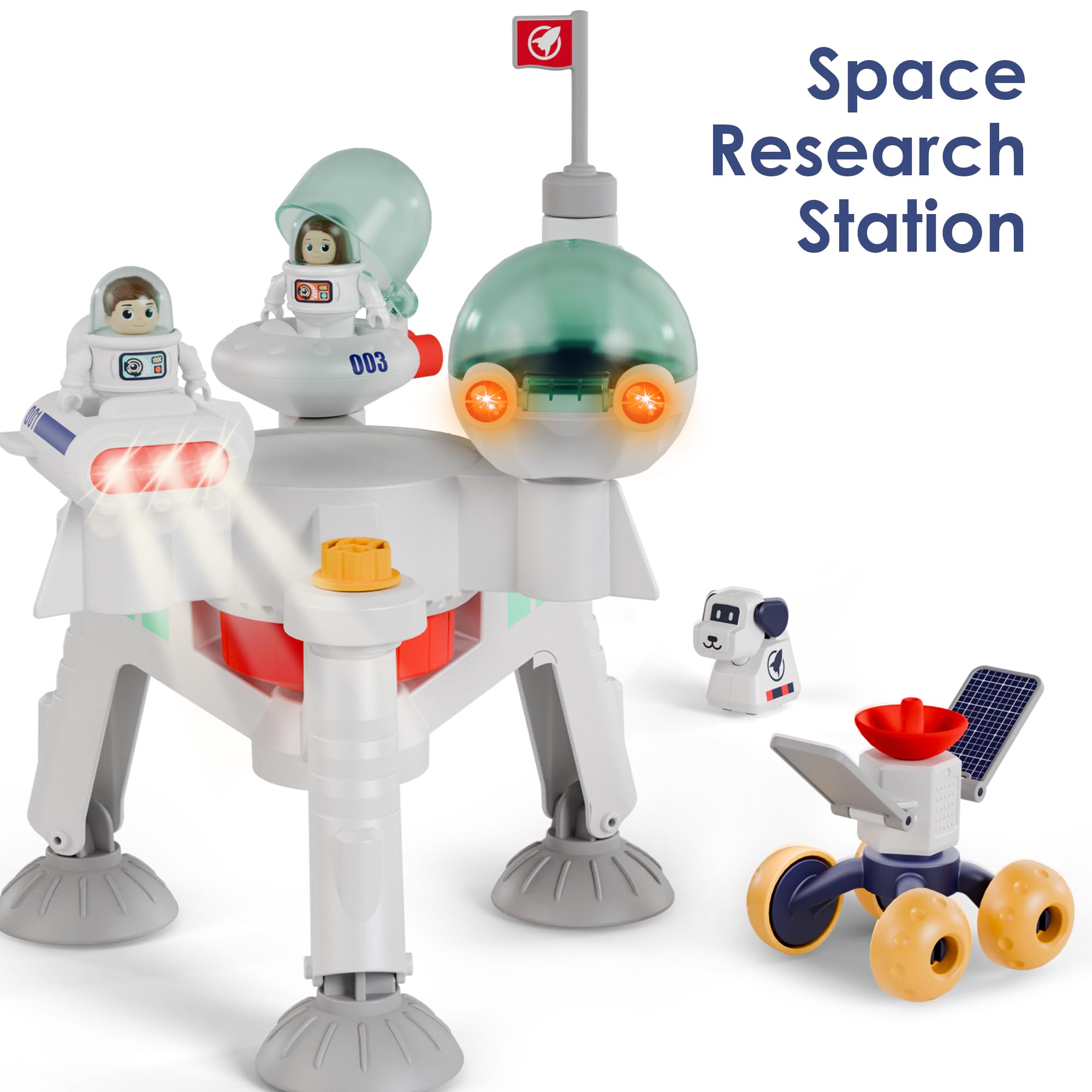 Juguetes espaciales para niños, nave espacial, aventura planeta, juego con 2 transbordadores astronautas, juguete educativo STEM del sistema solar del espacio exterior, regalo de 3
