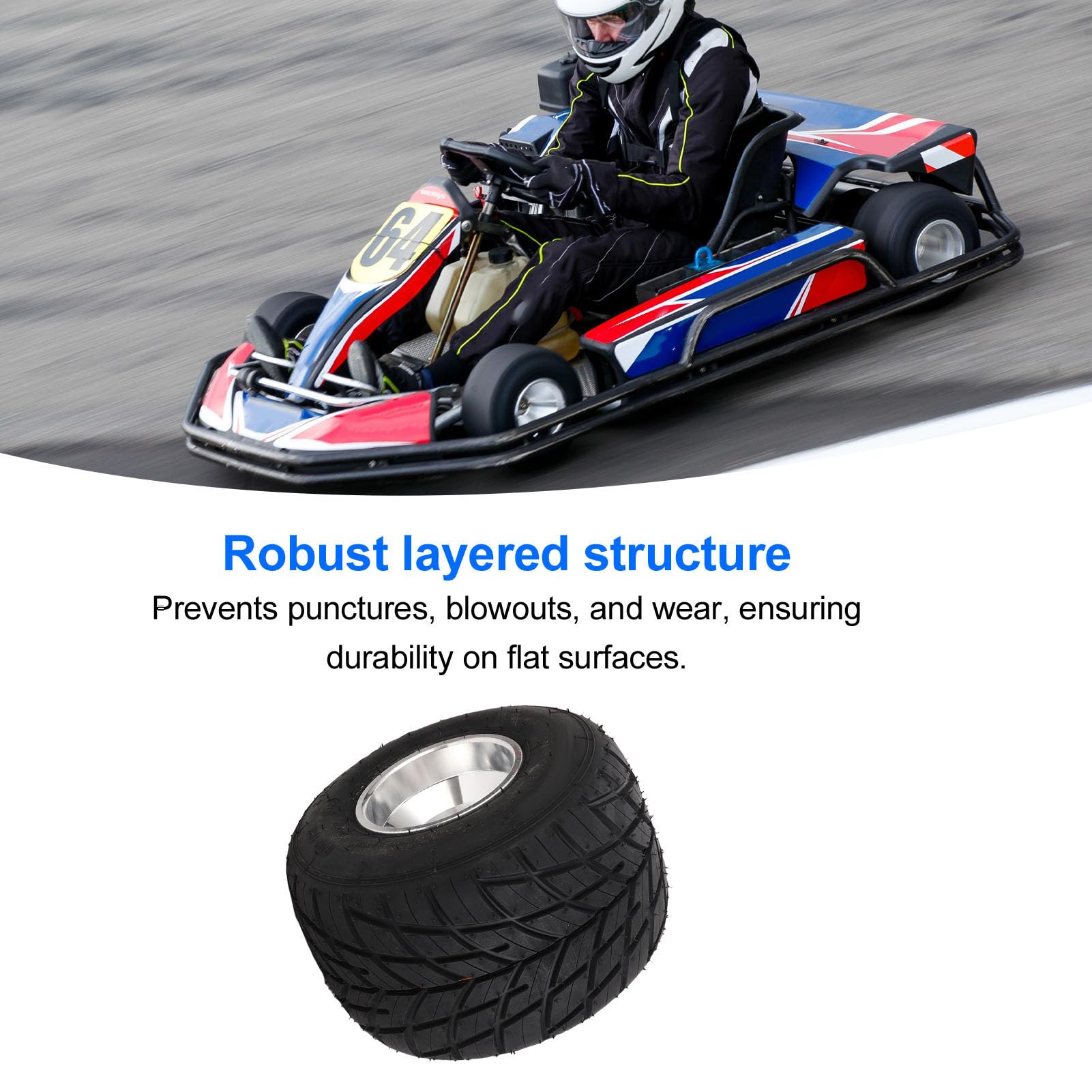 SIXRUN 11x7.10-5 Solid Low Profile Tire Wheel 3 PR 3-Bolt 50mm Spacing for ATV UTV SXS Go Kart