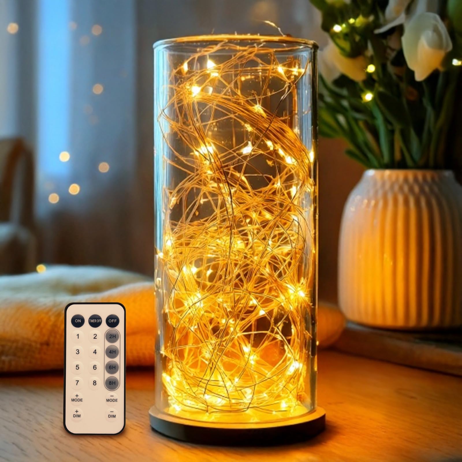 PUTSKA Fairy Lights Battery Operated String Light – 16.4FT 100 LED Twinkle with Remote, Timer, USB Plug in – Indoor Battery Powered for Bedroom, Cozy Room Decor
