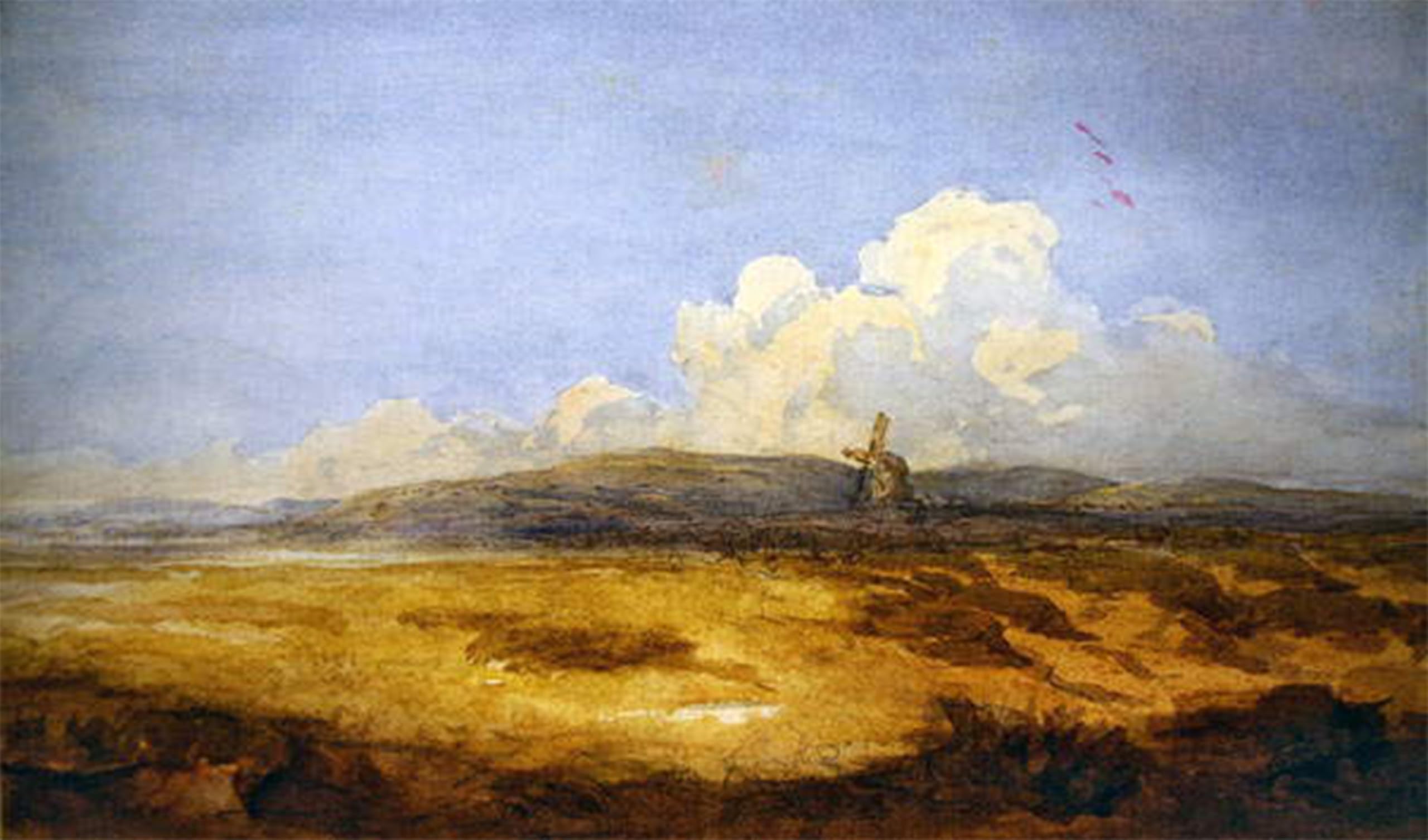ARTXLXXBN Famous Print Painting Colorful Art Print a Windmill on a Common by David Cox Canvas Art Decorations for Home Decor 60x90cm
