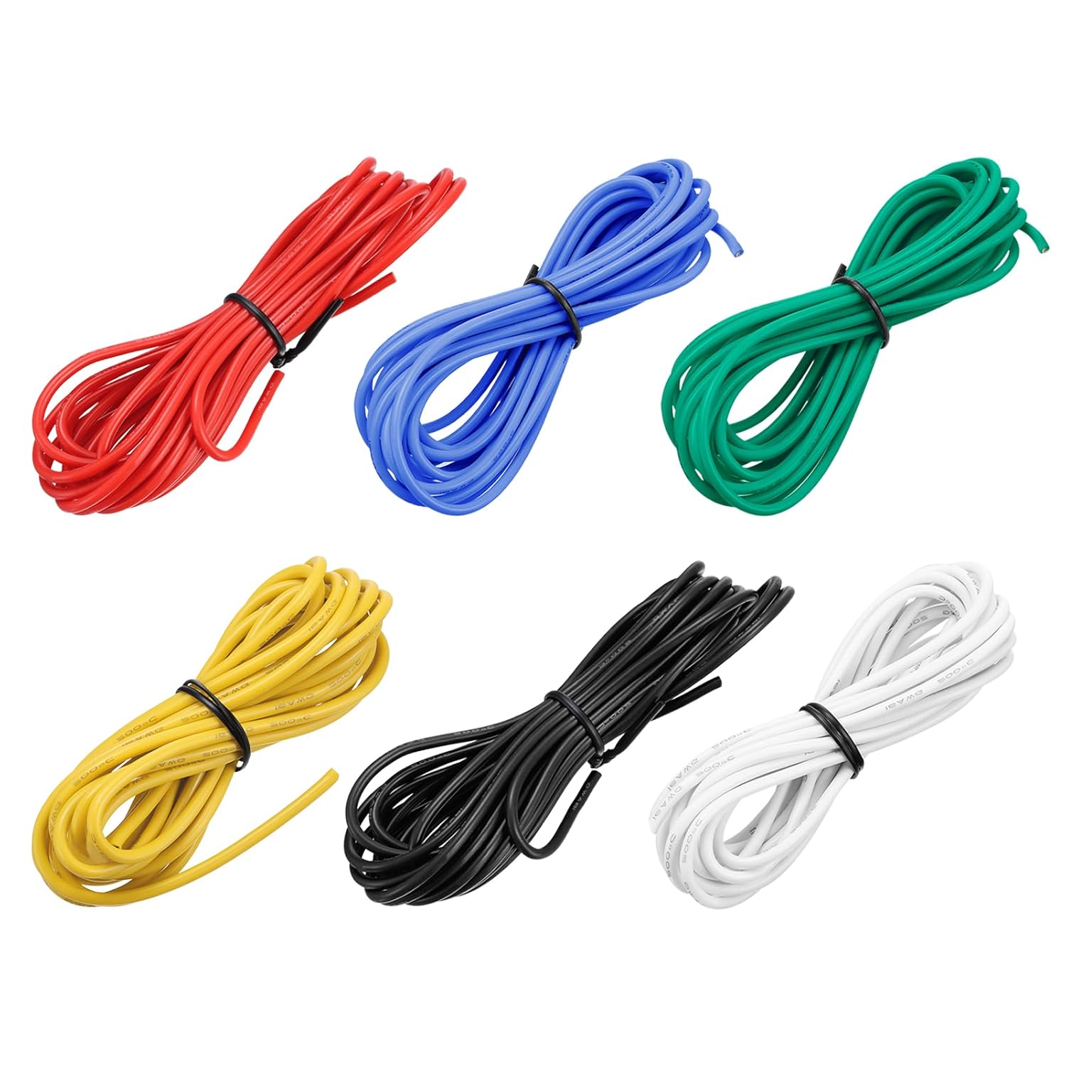 MECCANIXITY 16 Gauge Wire Silicone Wire 16AWG Electrical Wire Stranded Wire Tinned Copper Wire High Temp Hookup Wire 6 Color 3.0m/10ft for Car Model Electric Appliances 6pcs