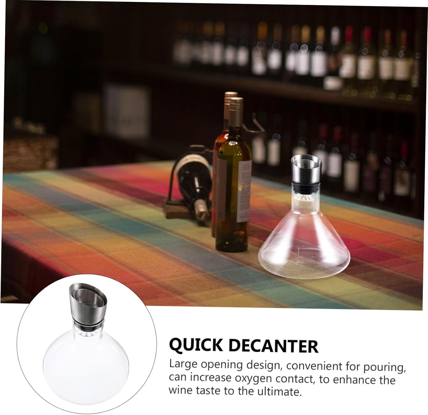 Fast Aerating Glass Wine Decanter with Inclined Mouth and Solid Glass Combined Liquor Dispenser and Pourer for Smooth and Easy Serving