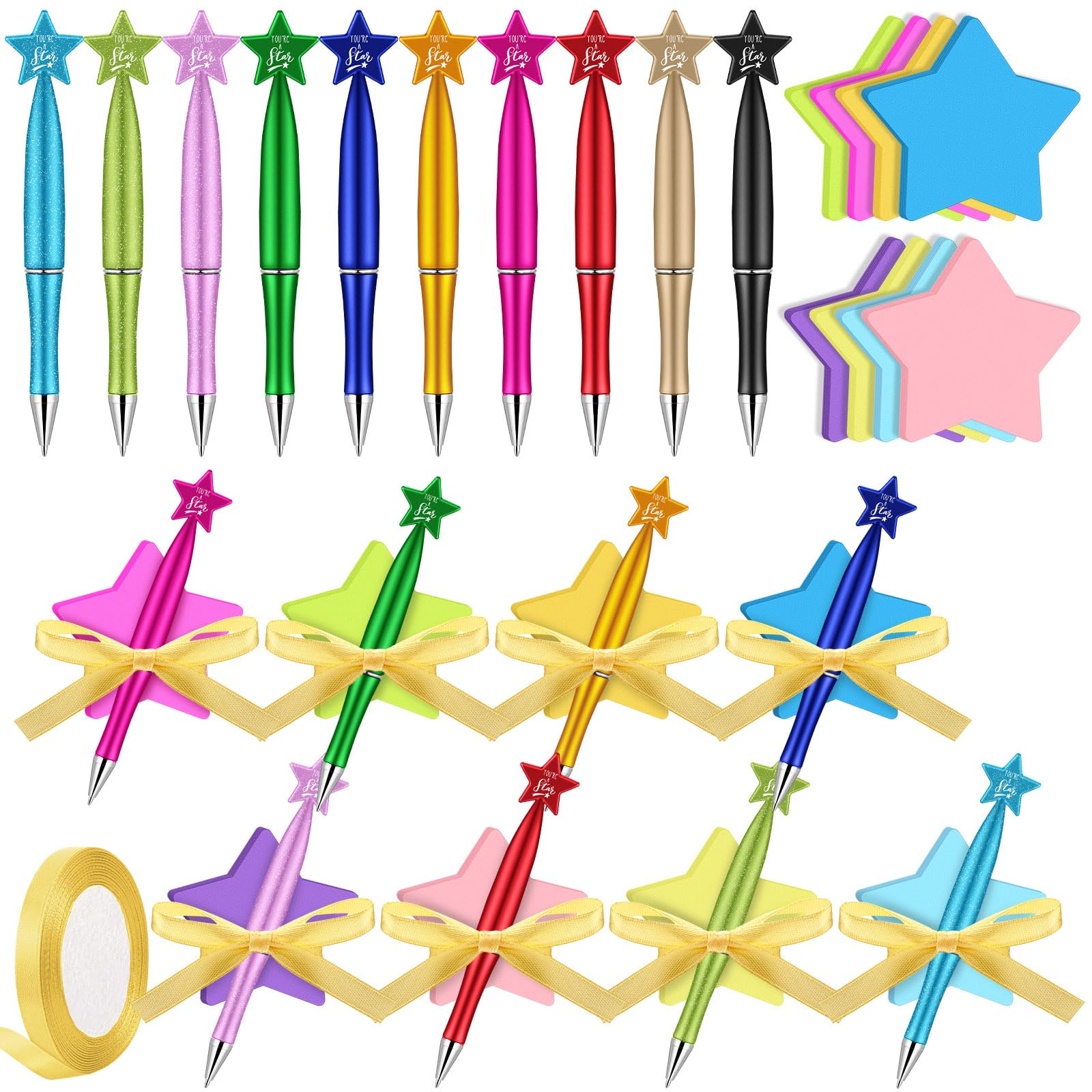 Sayglossy 30 Set Employee Appreciation Gifts You're a Star Ballpoint Pen Self-sticky Notes Inspirational Gifts for Coworkers Staff Office Awards Party