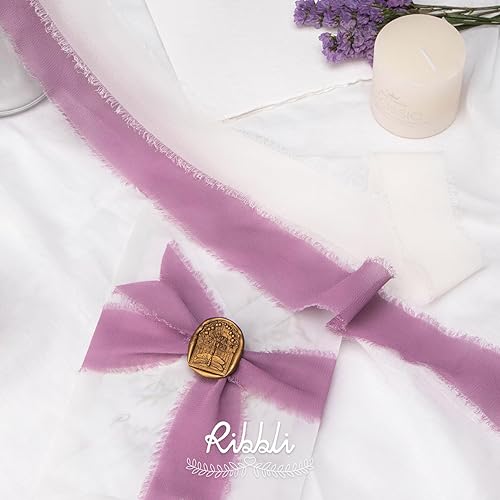 Miniatura 77 de Ribbli Cinta de gasa blanca de 1-1/2 pulgadas x 20 yardas hecha a mano con flecos, cinta blanca para invitaciones de boda, envoltura de ramos