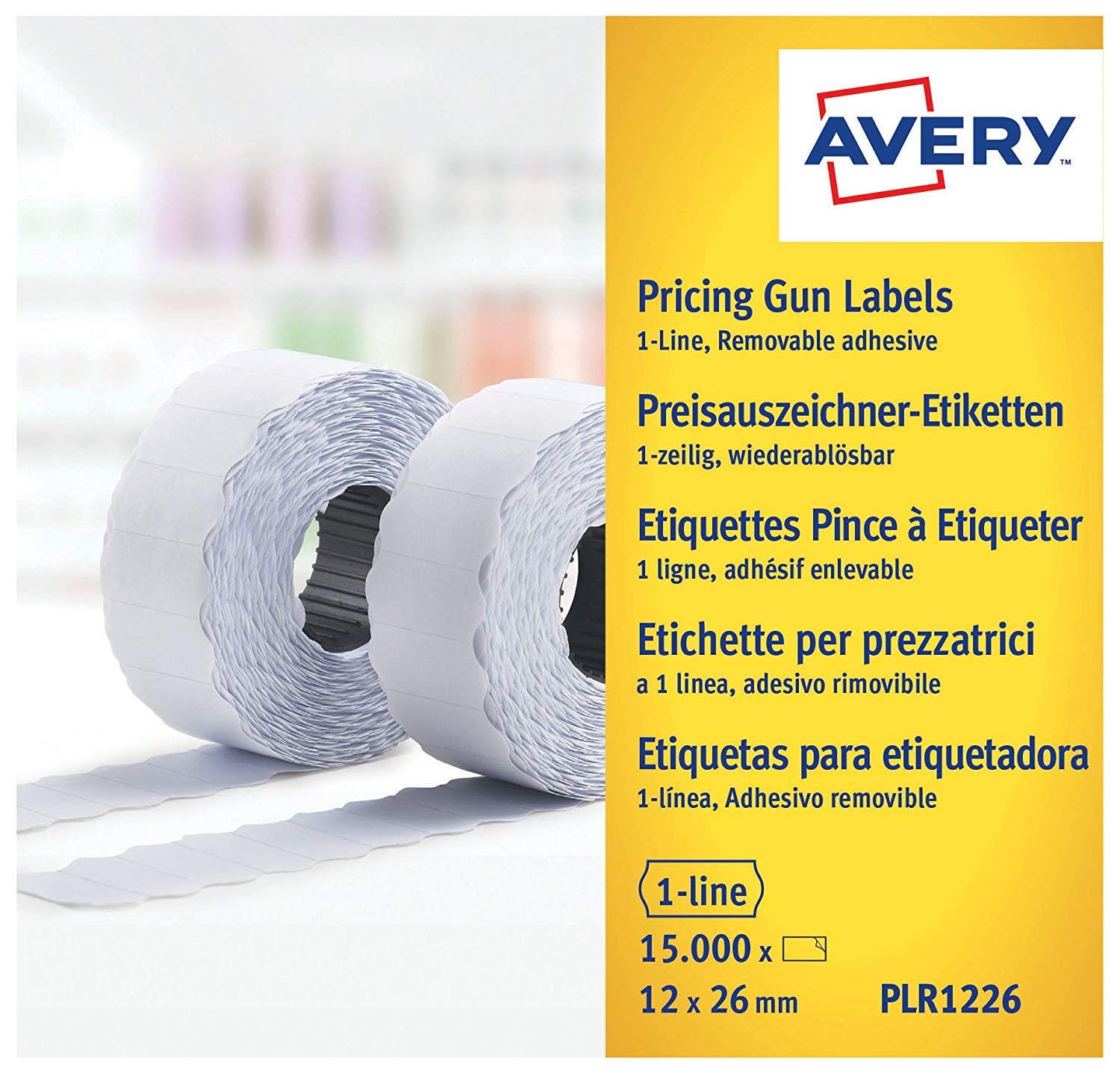 3XRemovable Label Roll for PL1/8 1 Line Pricing Gun - White, (26 x 12 mm, 1500 Labels Per Roll)