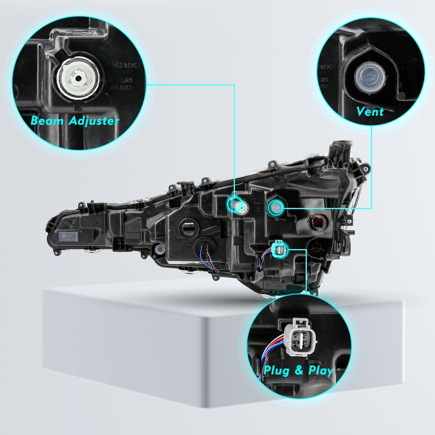 Headlight Assembly for 2020 2021 2022 Toyota Corolla L/LE with LED Bulbs Headlamp Right Passenger Side