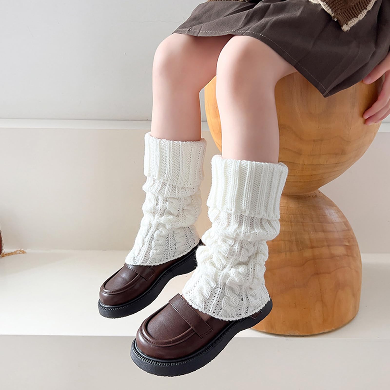 SONARIN 3 Paia Scaldamuscoli per Ragazze,Invernali Maglia Scaldamuscoli Lunghi Calzini Alti Calze al Ginocchio senza Piedi Elasticizzati per Bambine