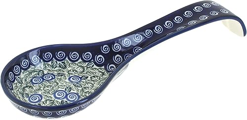Miniatura 16 de Soporte para cuchara grande con estrellas de cerámica polaca de rosas azules