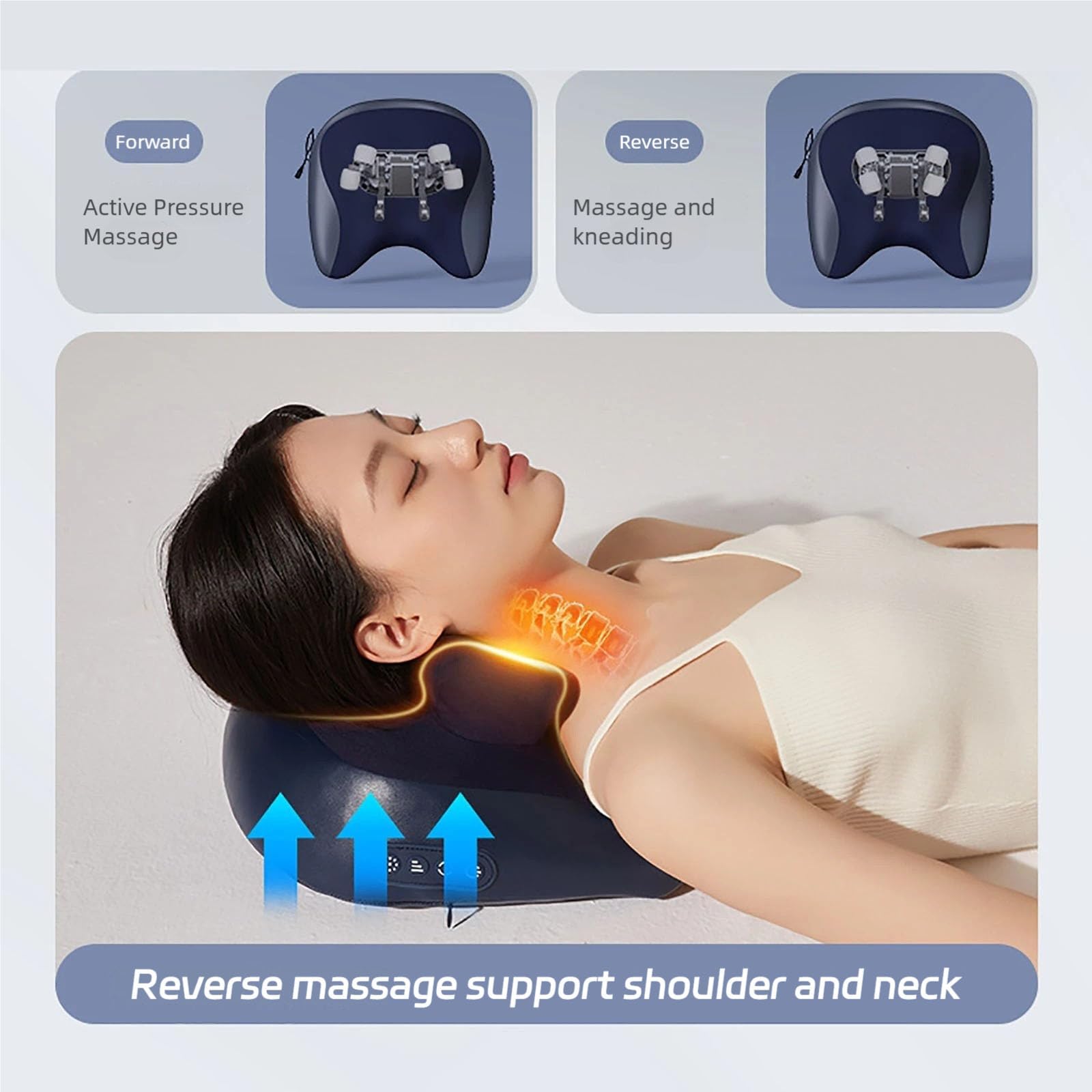 Masajeador de Cuello y Hombros ThermoKnead, masajeador de Cuello ThermoKnead 4D, Tres Modos de relajación Profunda del Cuello, amasamiento Shiatsu, for Alivio de Tejidos Profundos.(Blue)