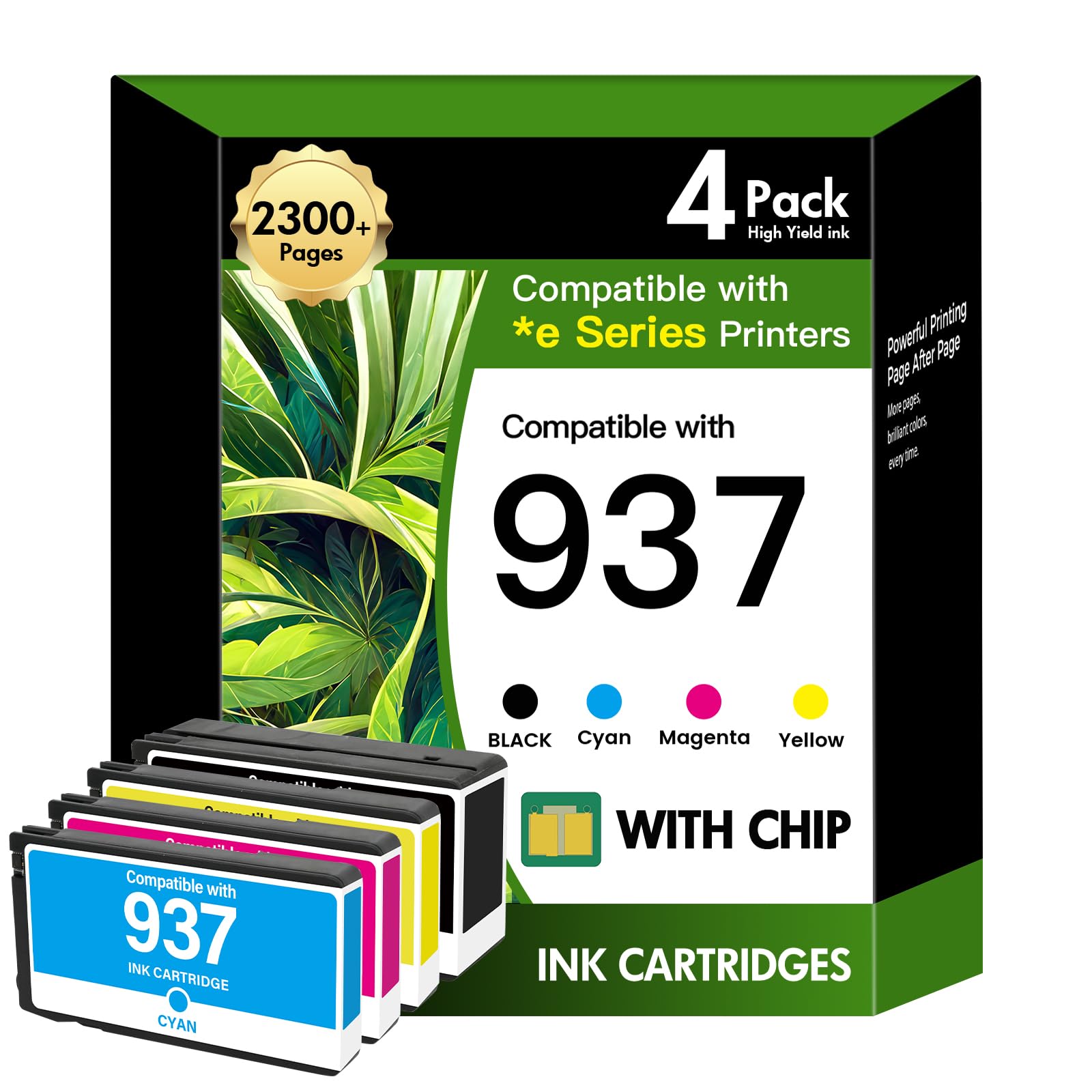 937 Duckerpatronen Multipack XL 9730e 9120e Kompatibel für HP937 937e Tintenpatronen für HP 937XL für HP OfficeJet Pro 9135e 9125e 9130b 9132e 9122e 9110b 9130e Patronen (Schwarz Cyan Magenta Gelb)