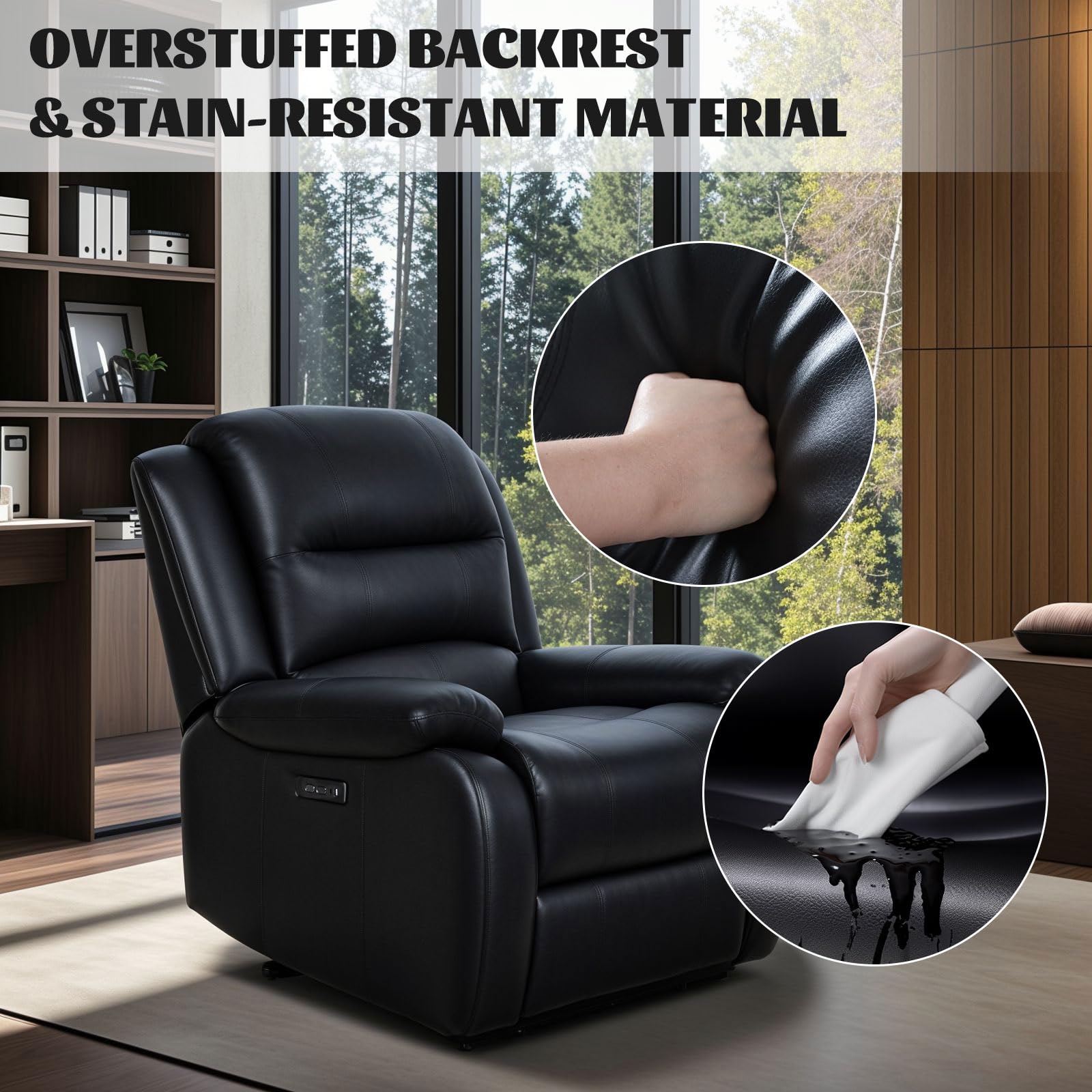 HealthRelife Massagesessel mit Massagekopf Elektrisch Relaxsessel Fernsehsessel mit Rückenmassage (Klopfen und Kneten) schwarz