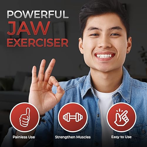 Miniatura 5 de Ejercitador de mandíbula para hombres y mujeres, juego de 6 piezas de silicona para mandíbula definida, dispositivo de tóner de mandíbula con 3