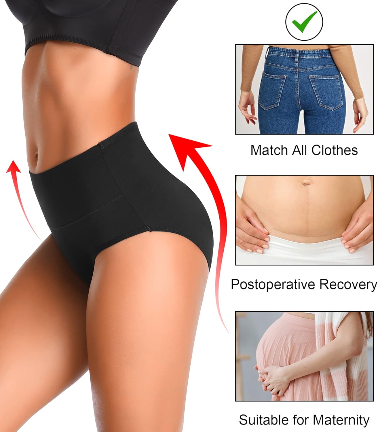 ASIMOON Womens Cotton Underwear Breathable Stretch Postpartum Panties Full Coverage Ladies Briefs Multipack - Image 3