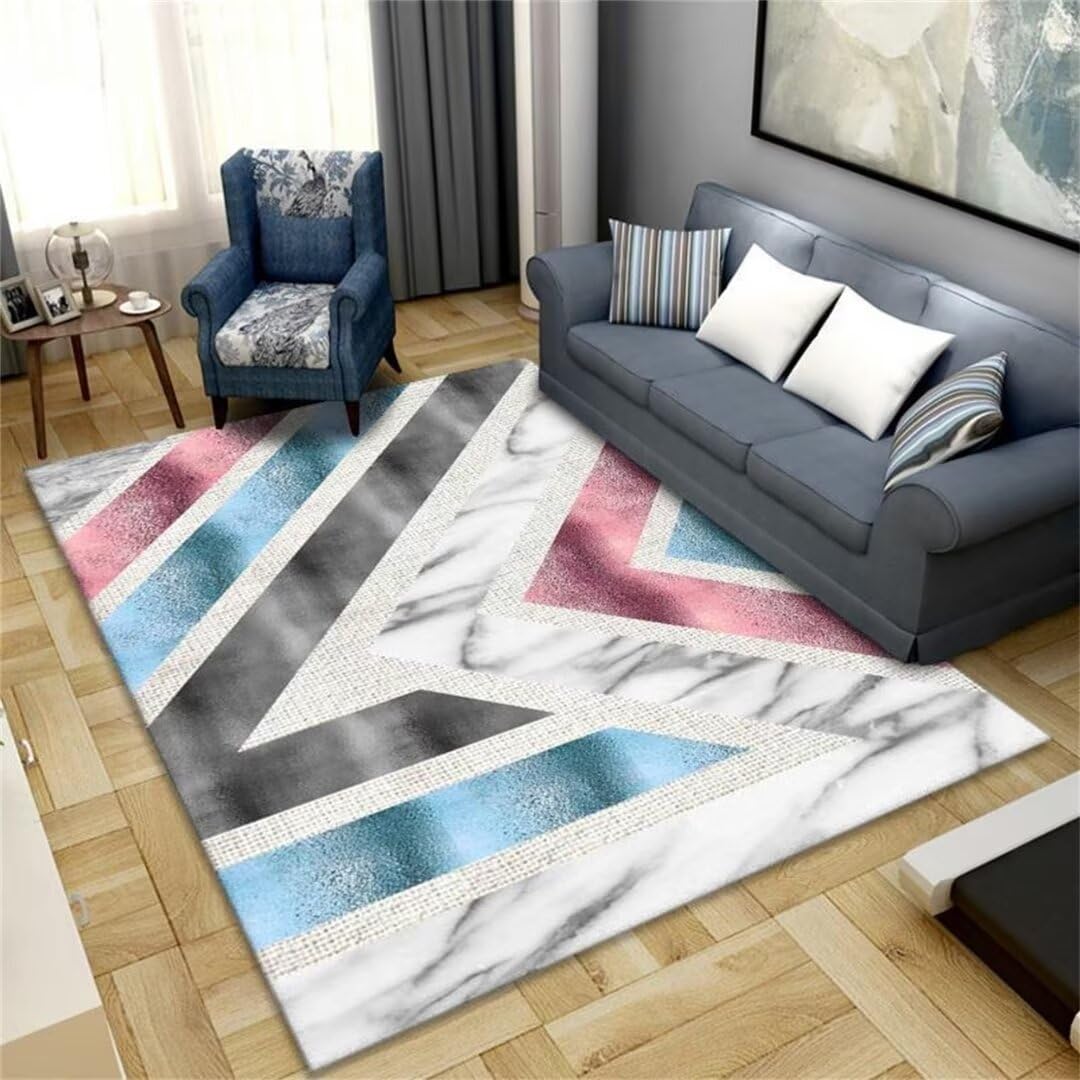 Tapis de salon facile a nettoyer bleu 160x200 anti-poussiere